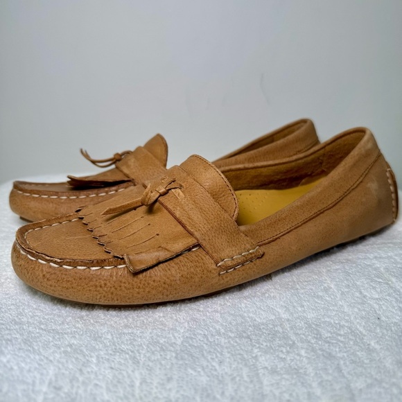 Women’s Cole Haan fringe tan leather Air Tobin tasseled driving moccasins size 9 - Picture 4 of 10